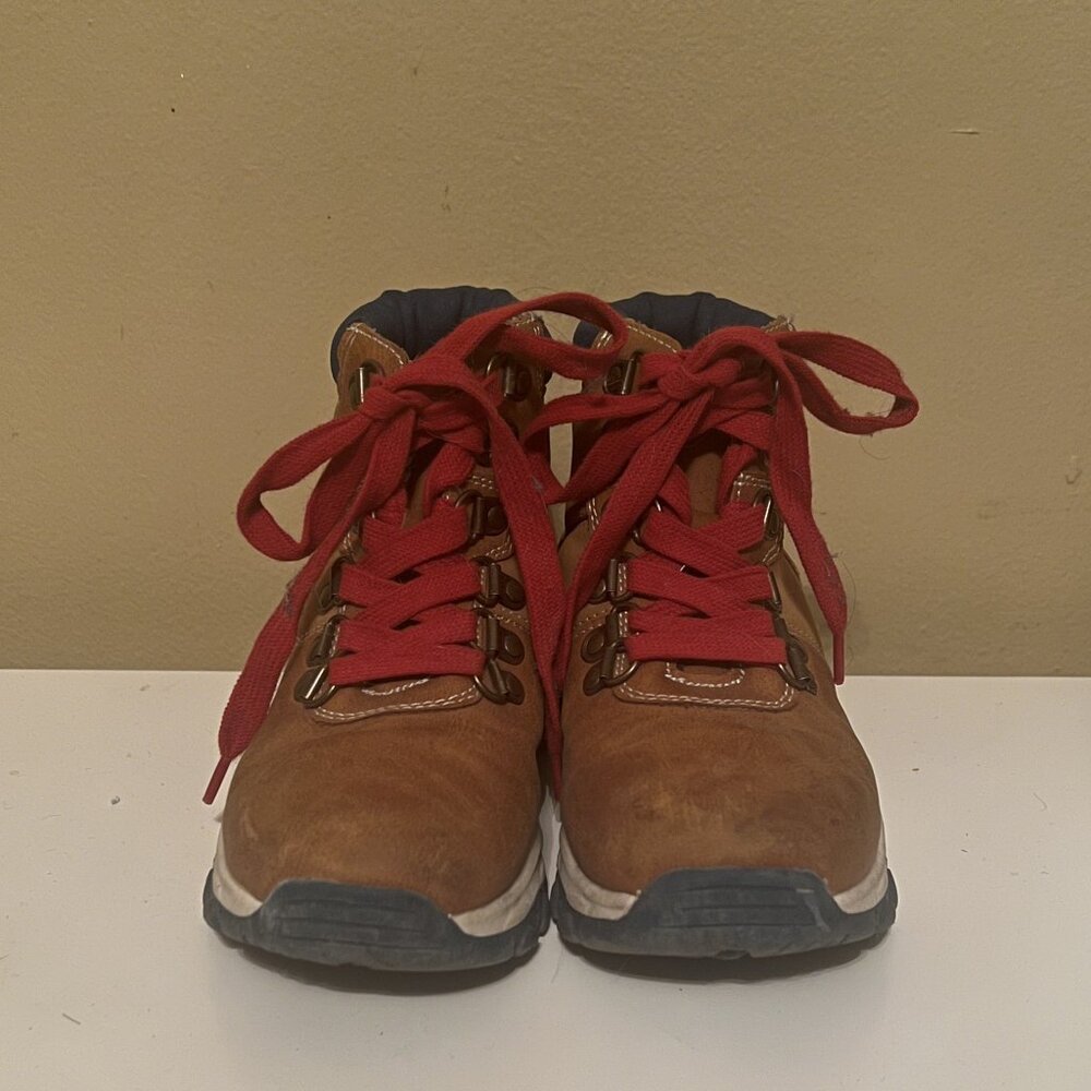thereabouts Little Boys 13 Emerald Memory Foam Flat Heel Hiking Boots Tan Navy